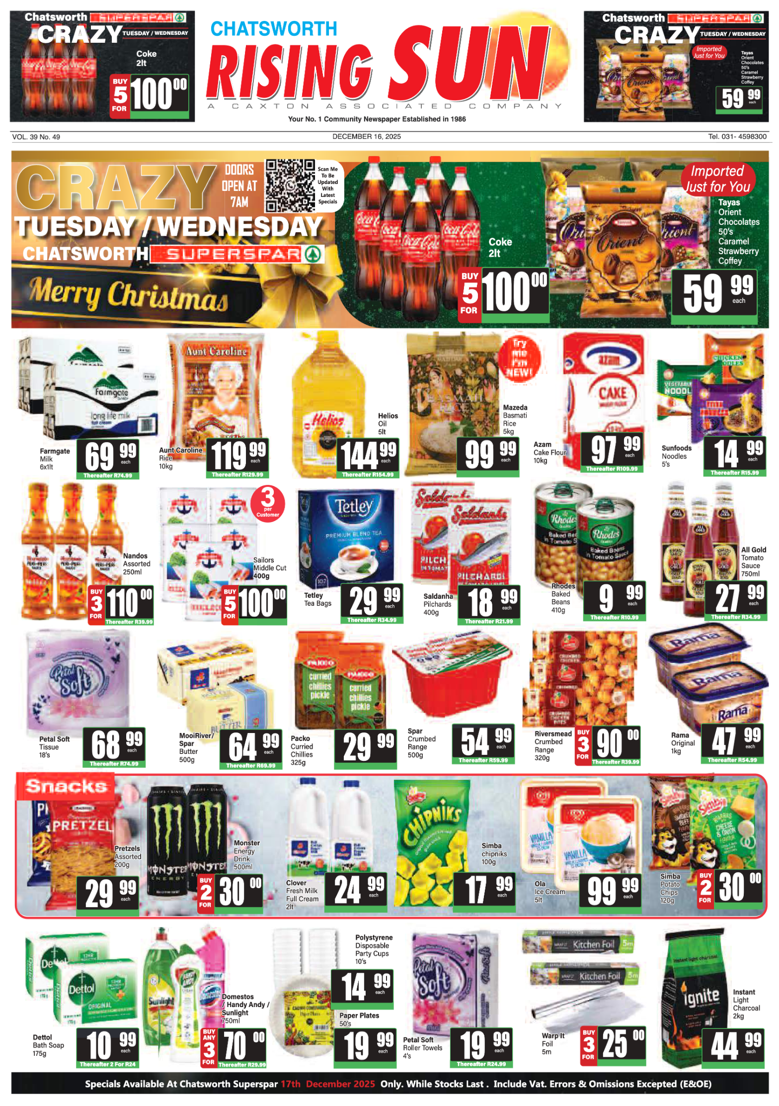 Rising Sun Chatsworth E-Paper, December 16, 2025 page 1