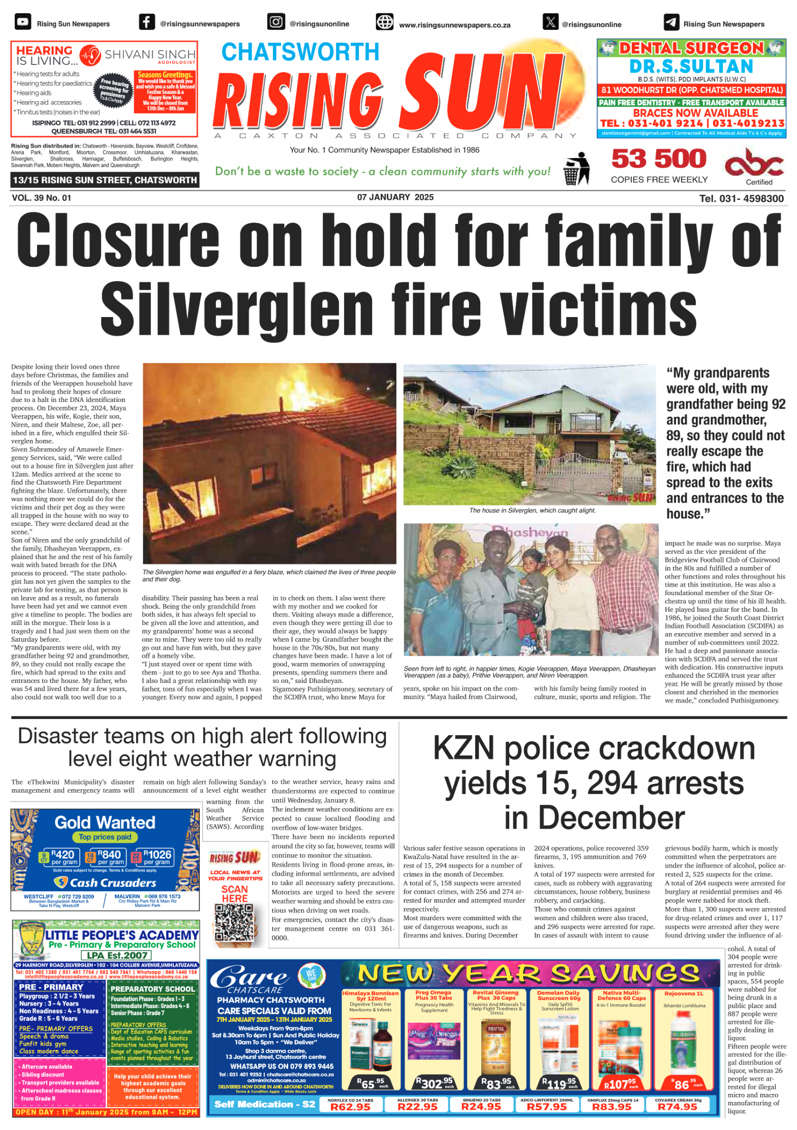Rising Sun Chatsworth E-Paper, January 7, 2025 page 1