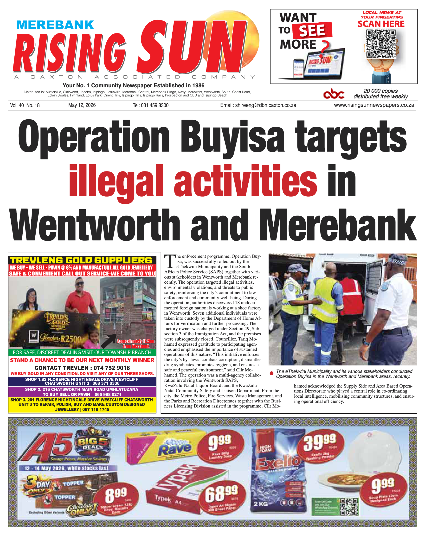 Rising Sun Merebank E-Paper, May 12, 2026 page 1