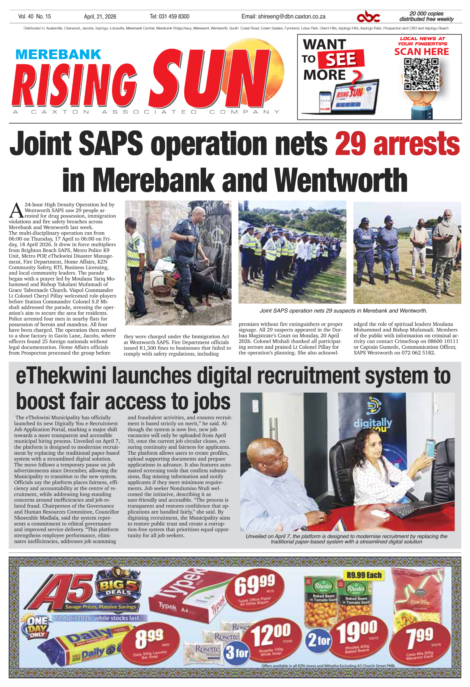 Rising Sun Merebank E-Paper, April 21, 2026 page 1