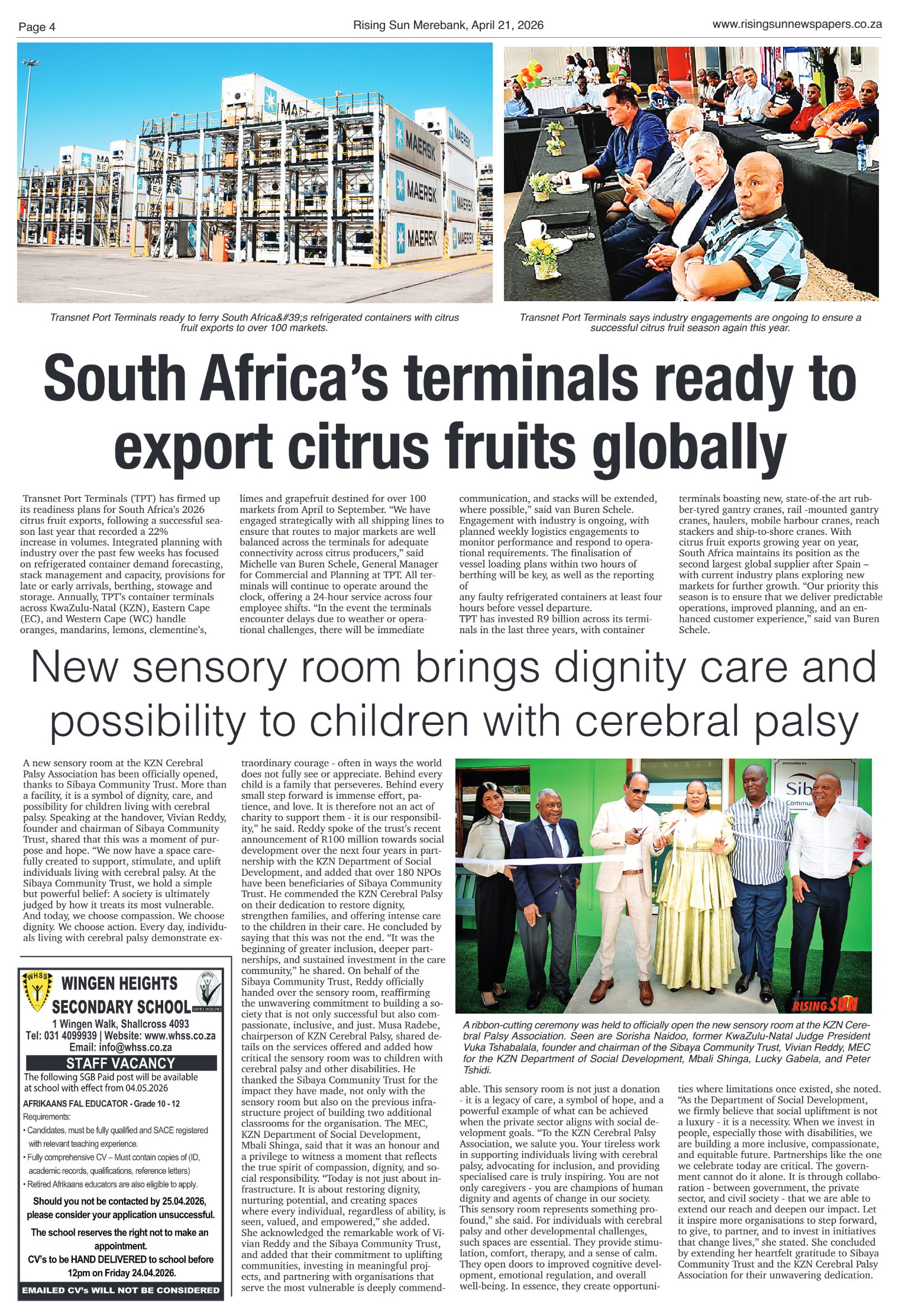 Rising Sun Merebank E-Paper, April 21, 2026 page 4