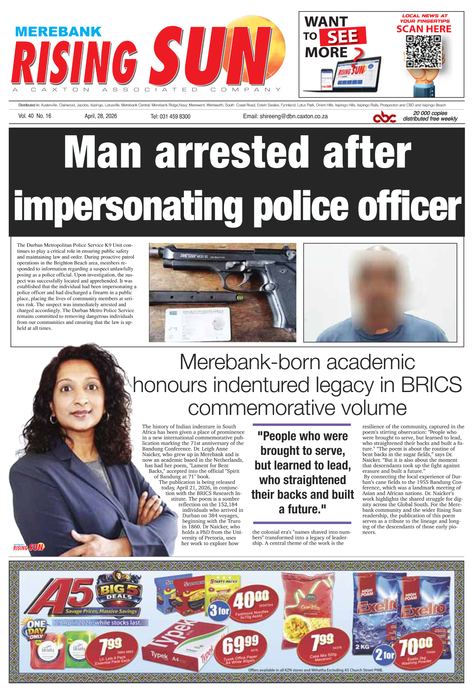 Rising Sun Merebank E-Paper, April 28, 2026 page 1