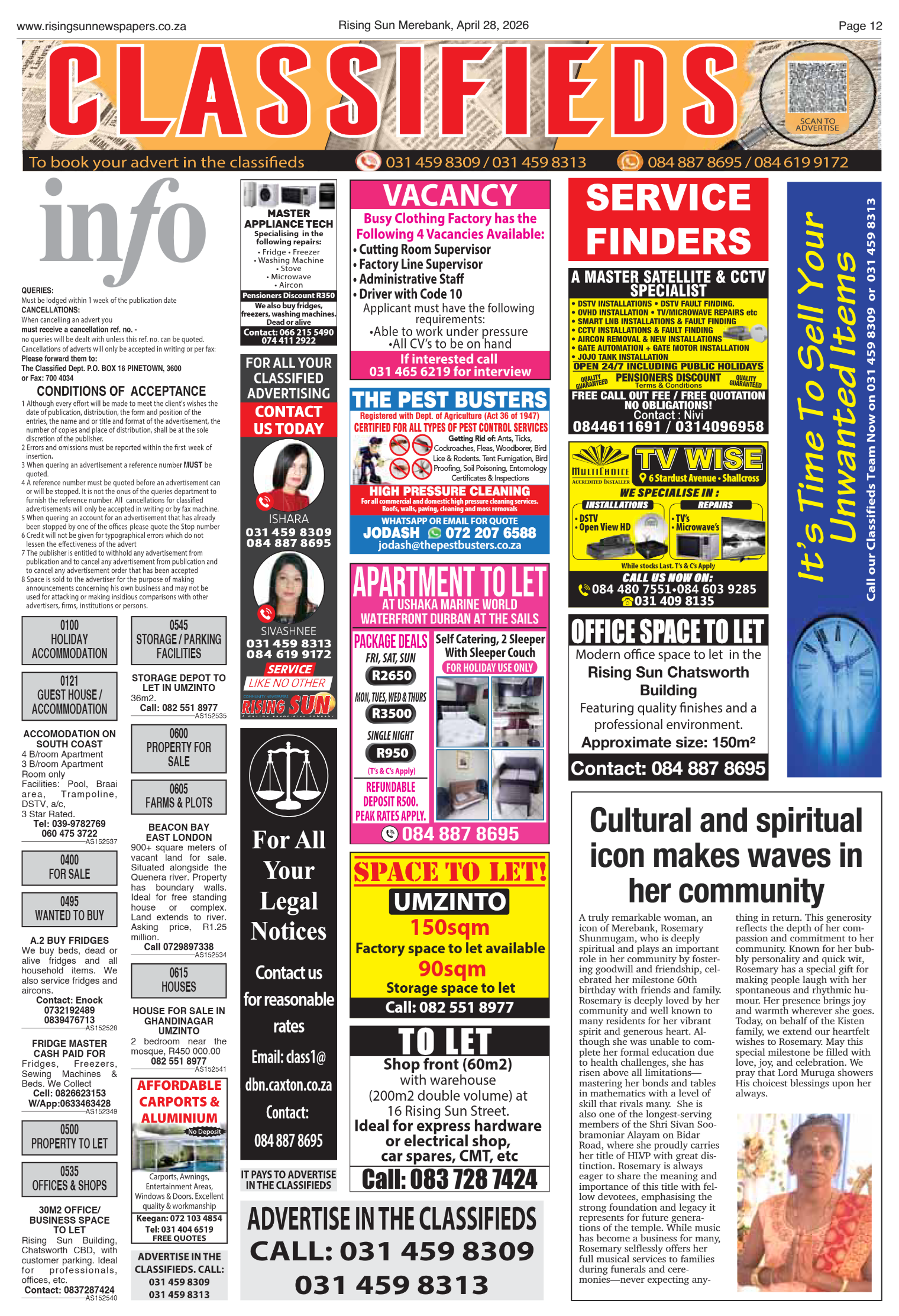 Rising Sun Merebank E-Paper, April 28, 2026 page 12