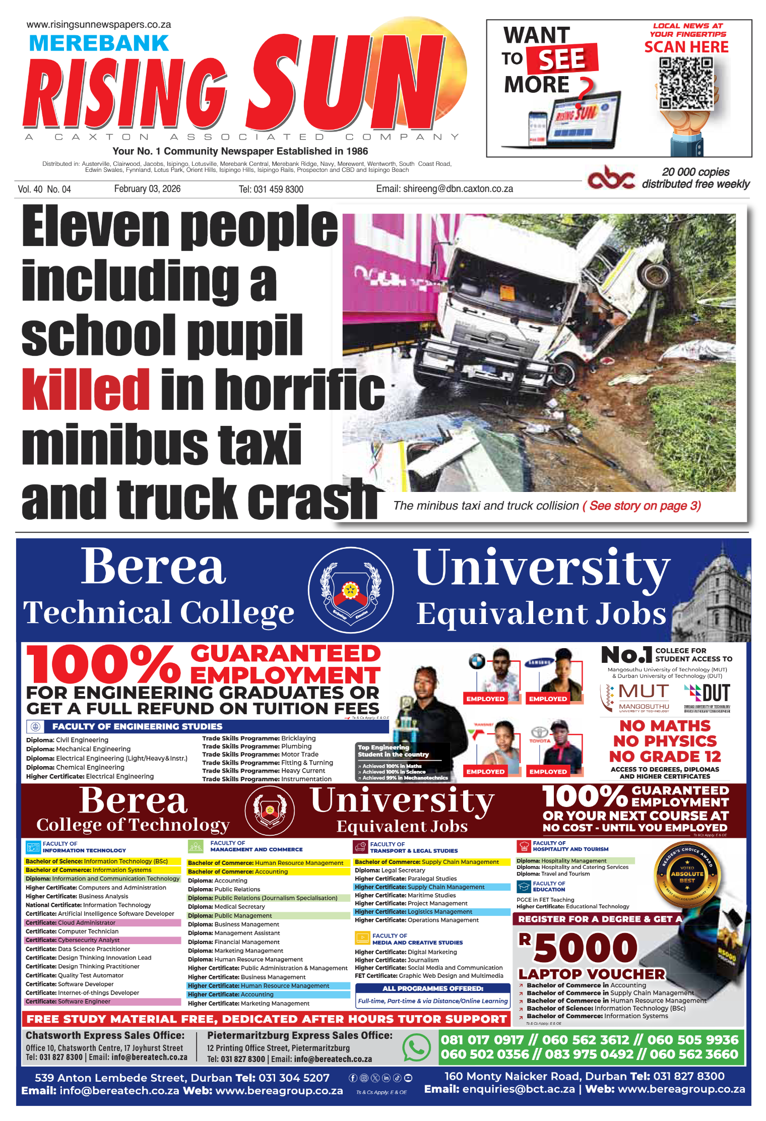 Rising Sun Merebank E-Paper, February 3, 2026 page 1