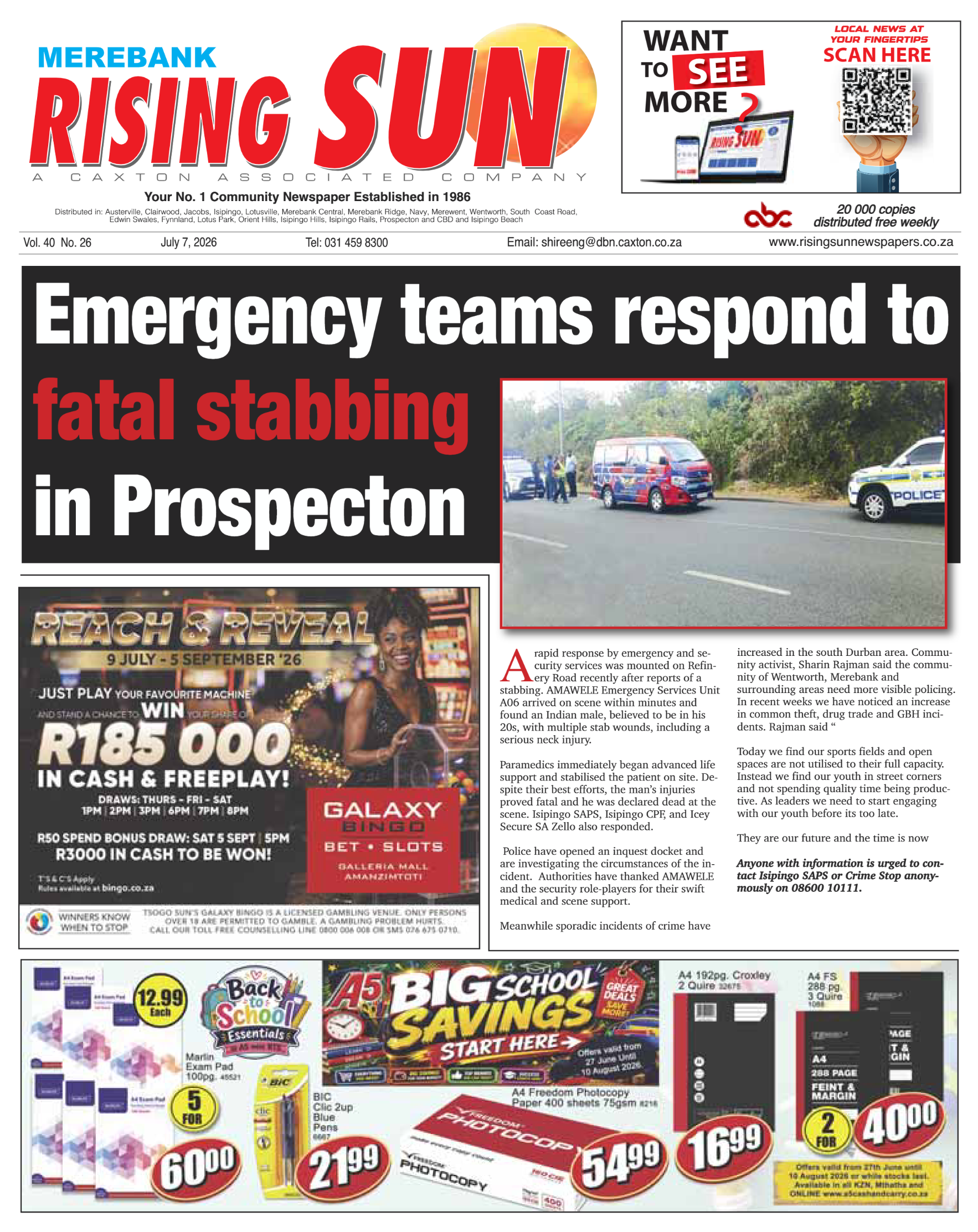 Rising Sun Merebank E-Paper, July 7, 2026 page 1