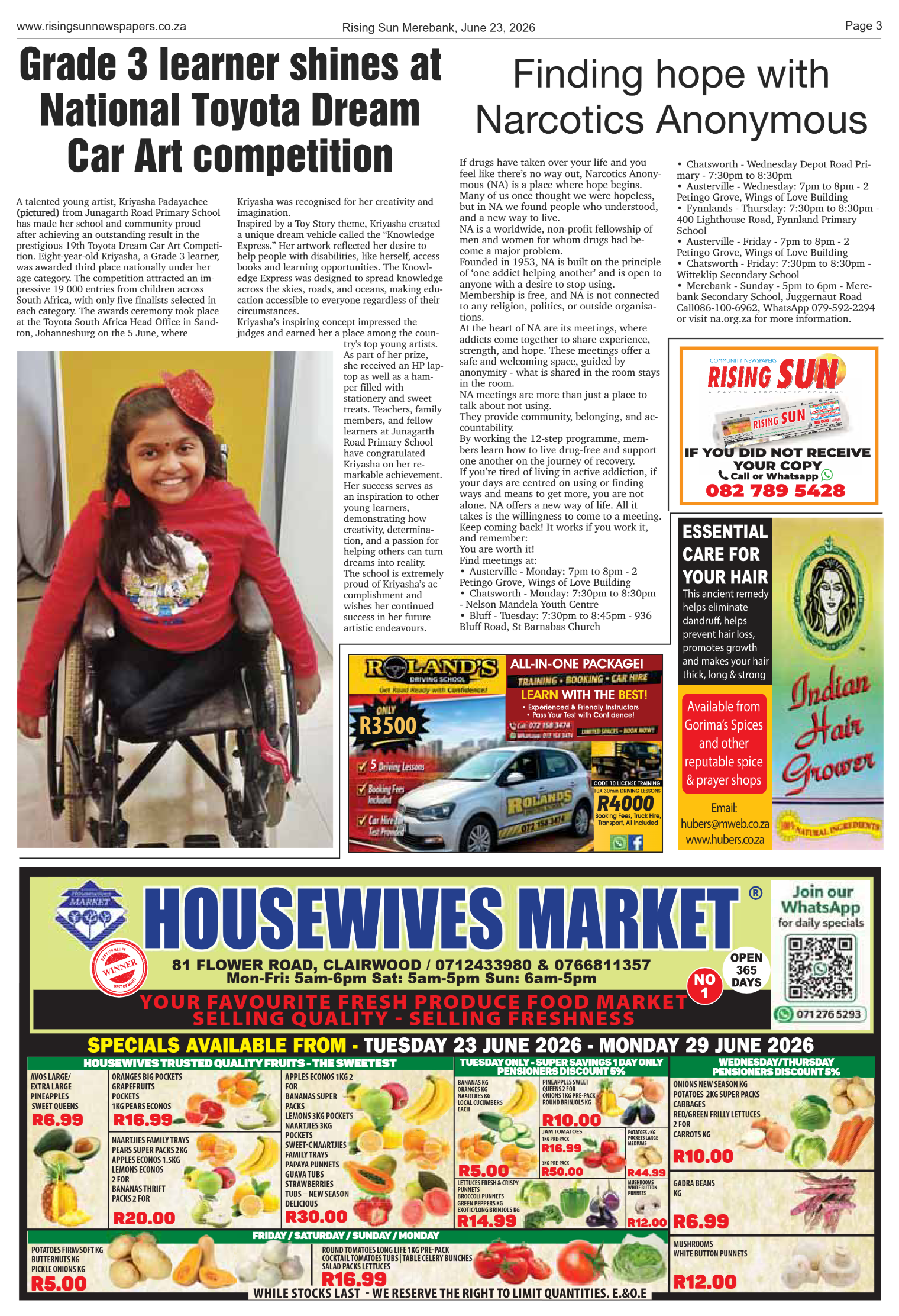 Rising Sun Merebank E-Paper, June 23, 2026 page 3