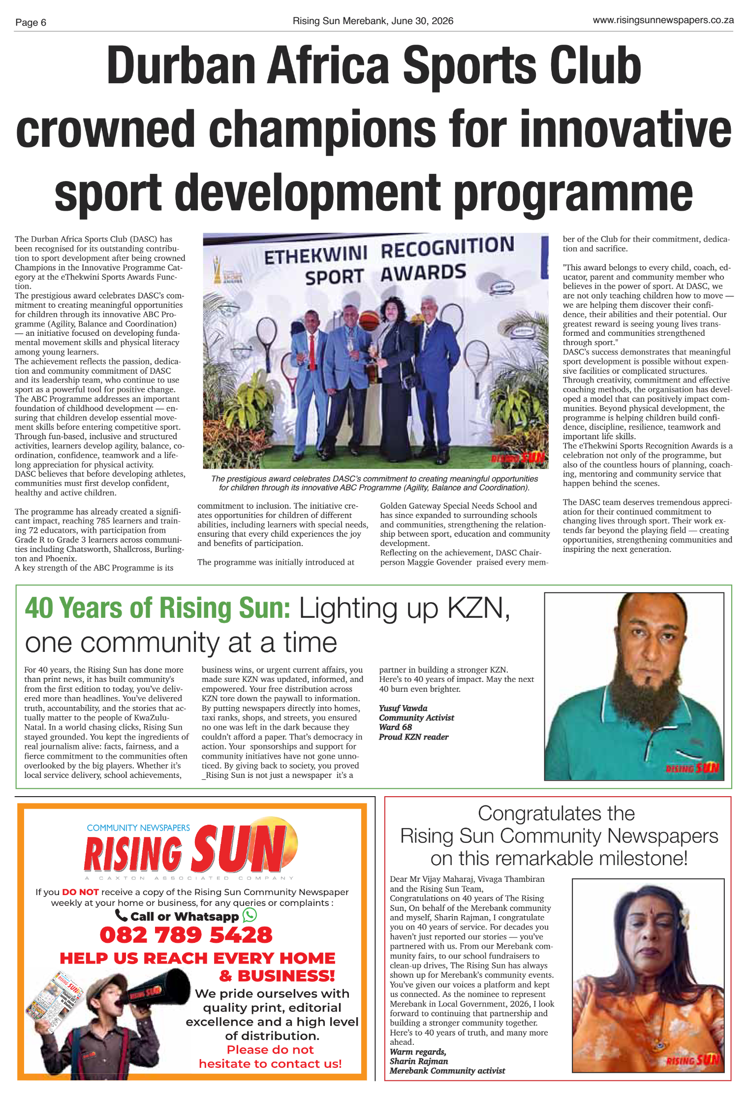 Rising Sun Merebank E-Paper, June 30, 2026 page 6
