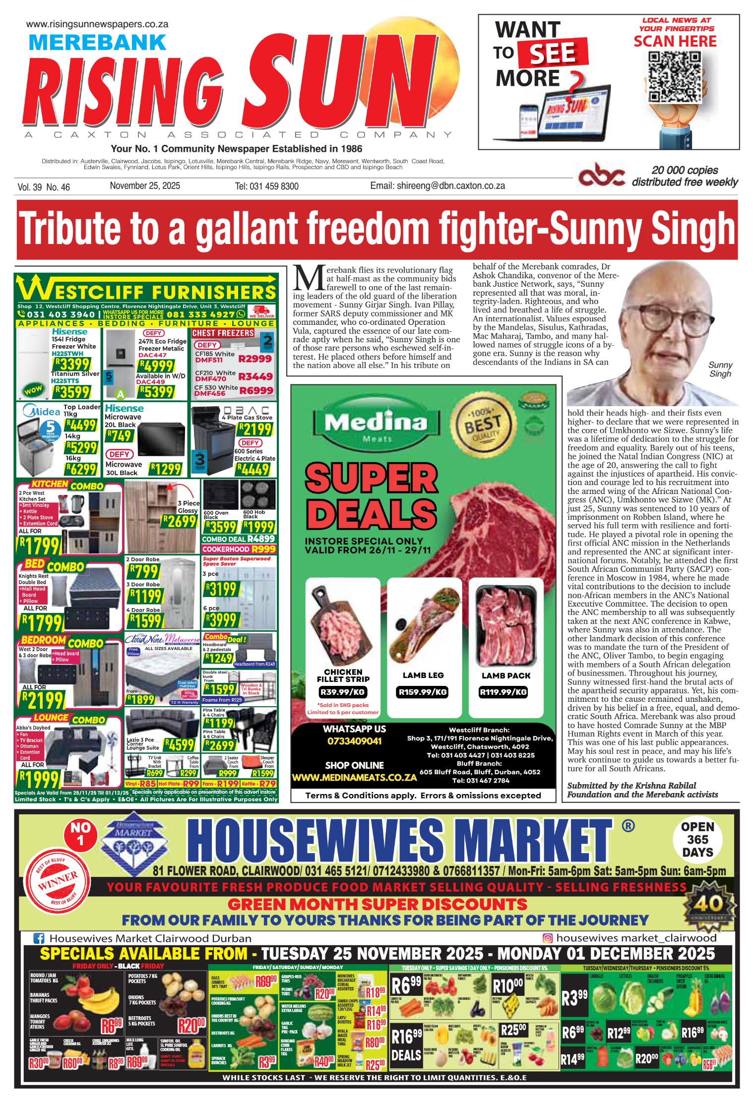 Rising Sun Merebank E-Paper, November 25, 2025 page 1