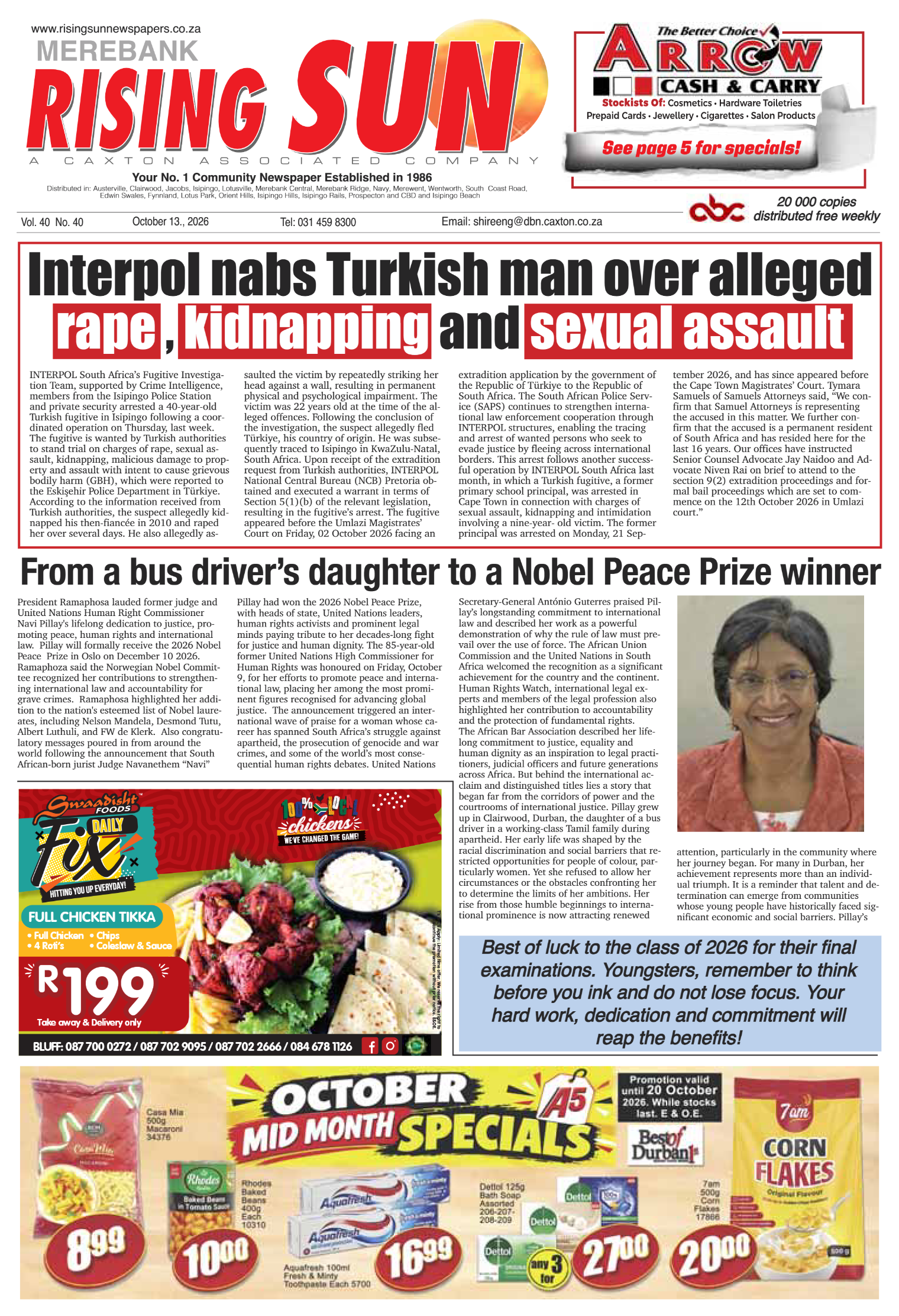Sum Rismg Rising Sun Merebank E-Paper, October 13, 2026 | Rising Sun Newspapers