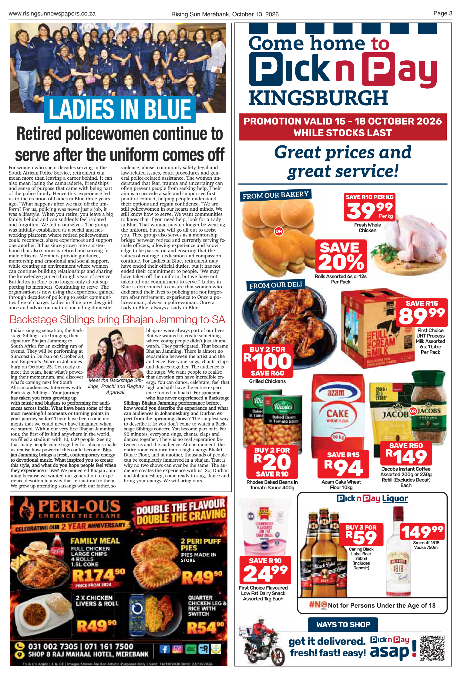 Rising Sun Merebank E-Paper, October 13, 2026 | Rising Sun Newspapers