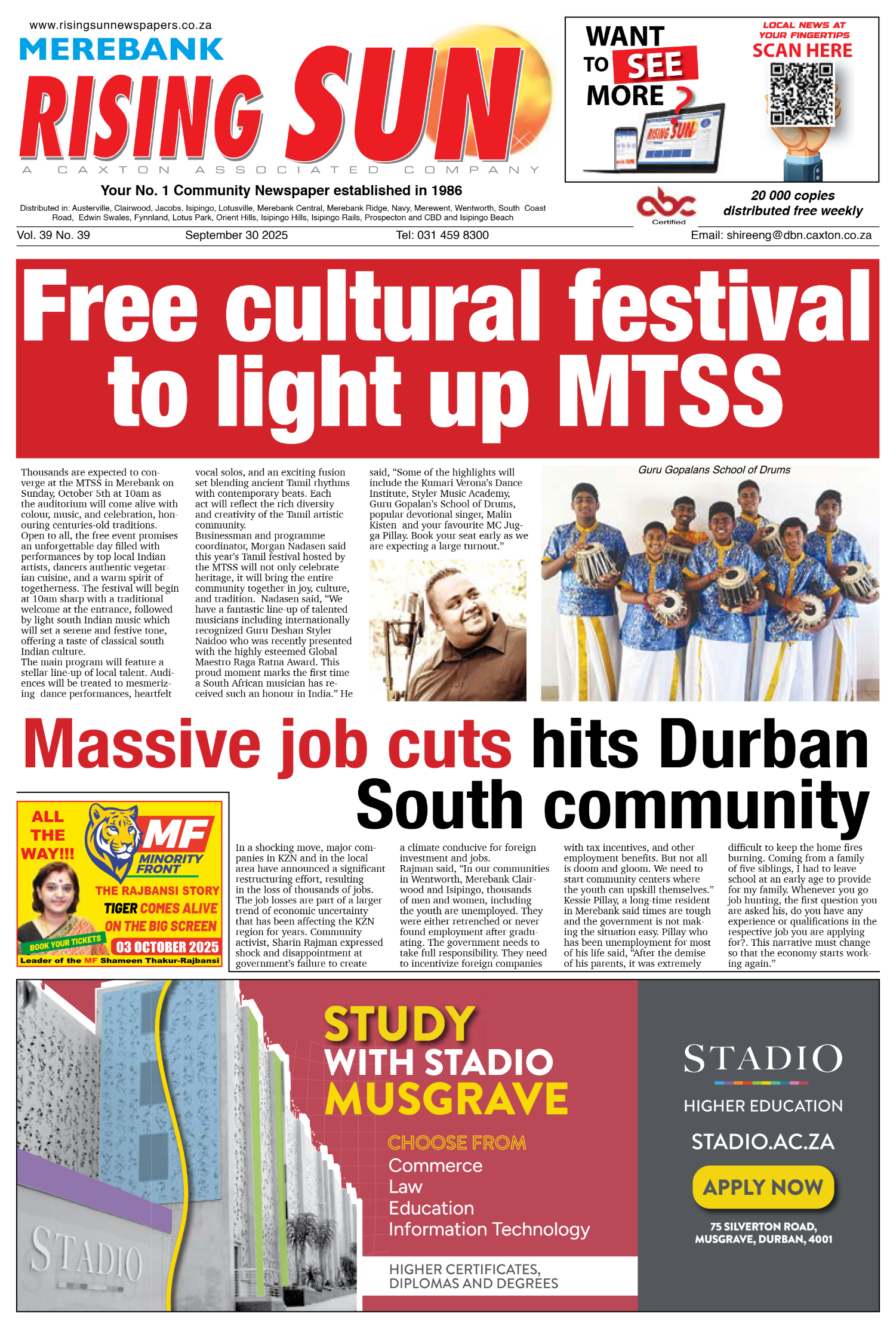 Rising Sun Merebank E-Paper, September 30, 2025 page 1